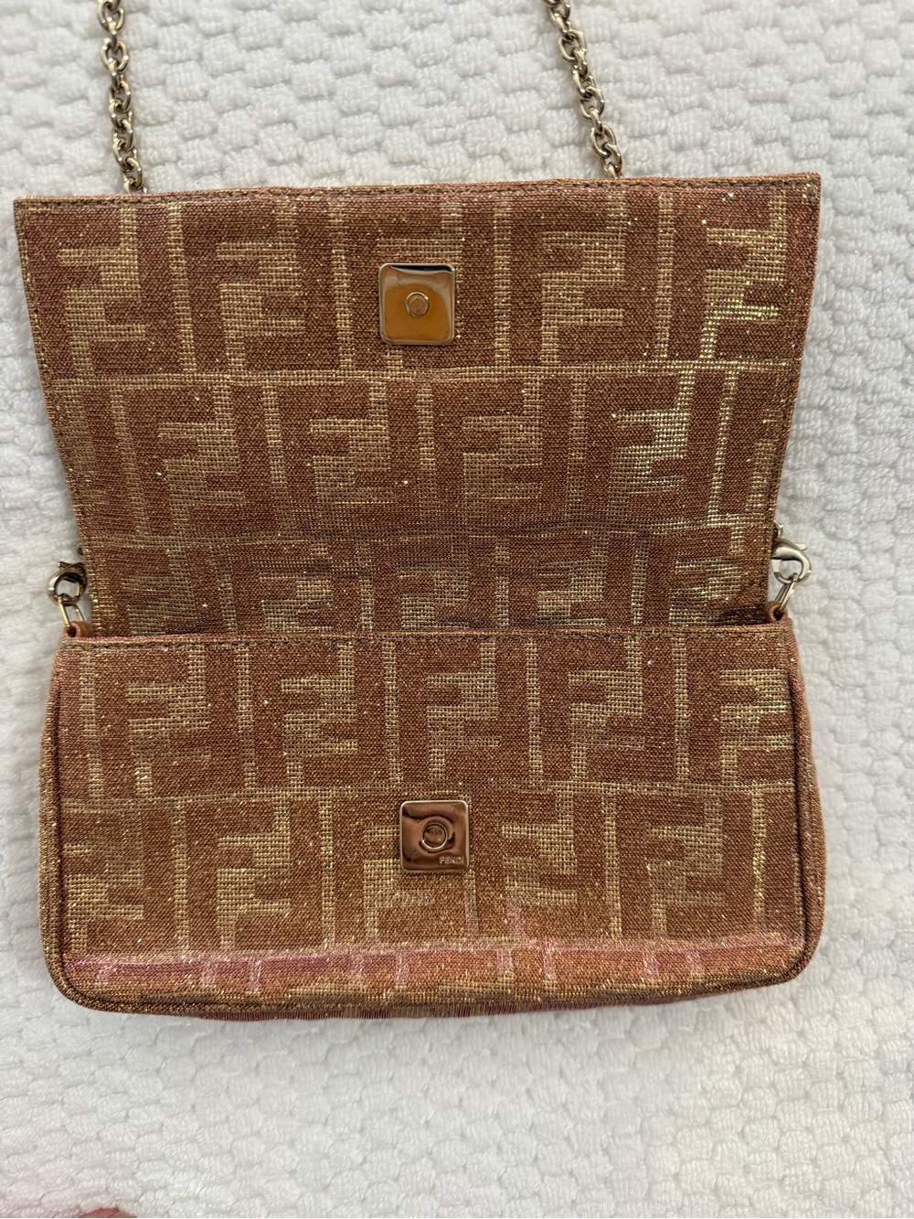 Fendi Gold Monogram Chain Shoulder Bag - Picture 3 of 13